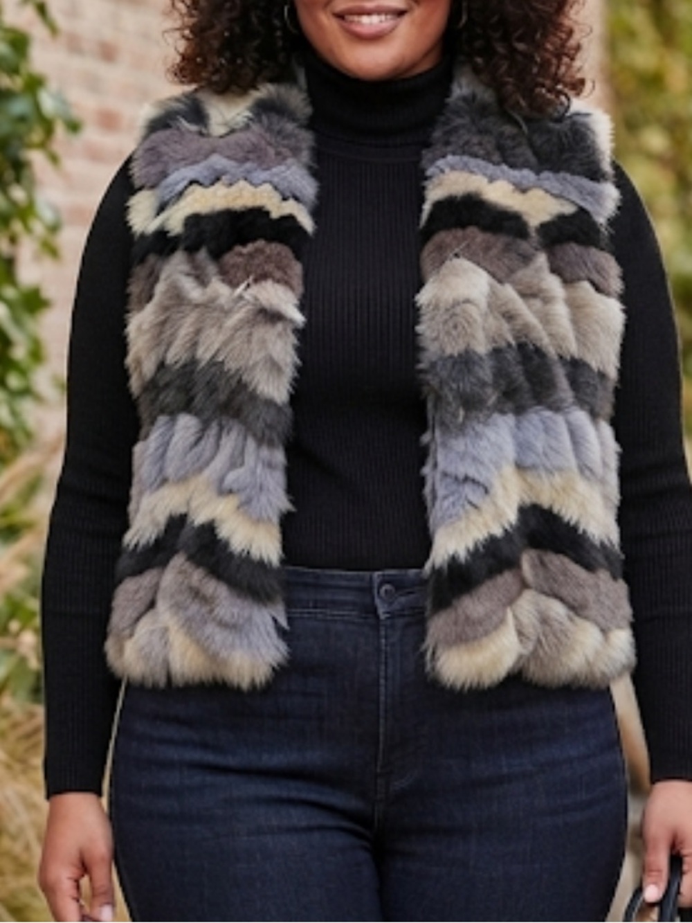Fever Faux Fur Vest in Natural Tones #winterlayering #cozyglam
